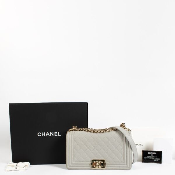Chanel Grey Caviar Medium Boy Chanel Bag