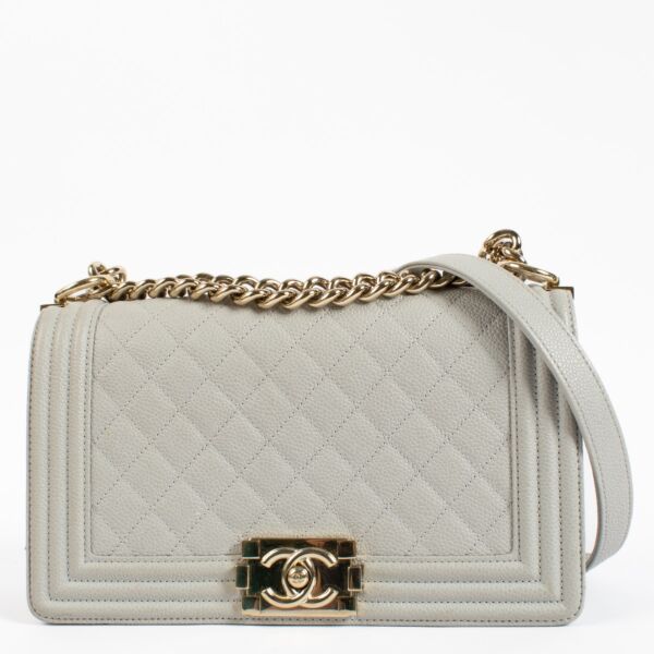 Chanel Grey Caviar Medium Boy Chanel Bag