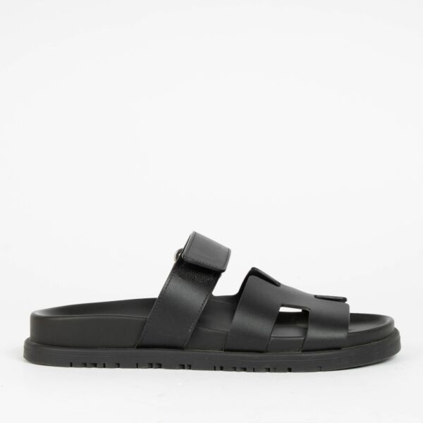 Shop this 100% authentic Hermès Black Chypre Sandals in size 36 at Labellov.com