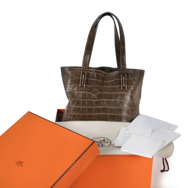 Hermès Double Sens 28 Alligator Chiffon Reversible Tote Bag