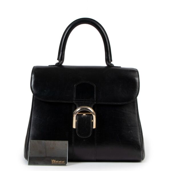 Delvaux Brillant MM Black Box Calf Handbag