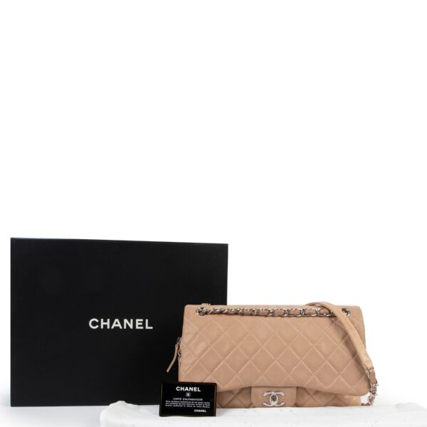 Chanel Beige Jumbo Classic Easy Flap Bag