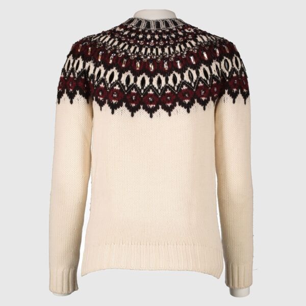 Gucci White Crystal Embellished Sweater - Size XS