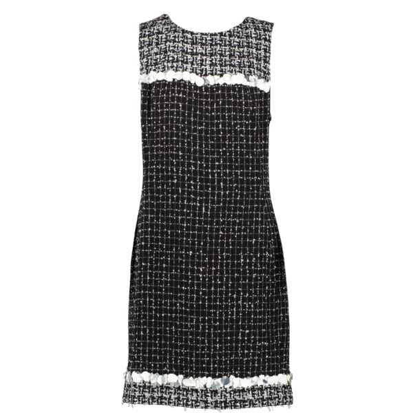 Second hand Chanel 09P Spring 2009 Matrass Lamé Flower Tweed Dress P35386 at Labellov