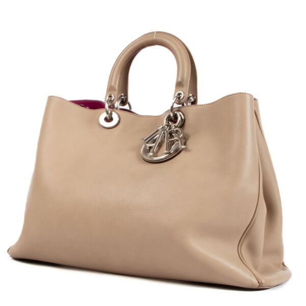 Christian Dior Taupe Leather Diorissimo XL Top Handle