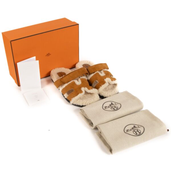 Hermès Shearling Chypre Sandals - Size 39.5