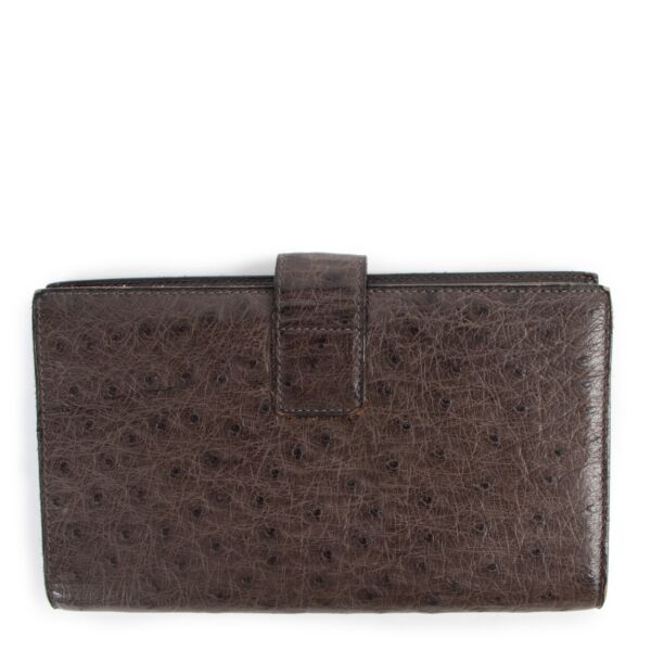 Delvaux Ostrich Palissandre Valeur Wallet