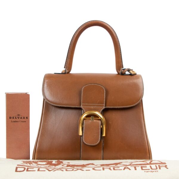 Delvaux Cognac Leather Brillant PM Handbag
