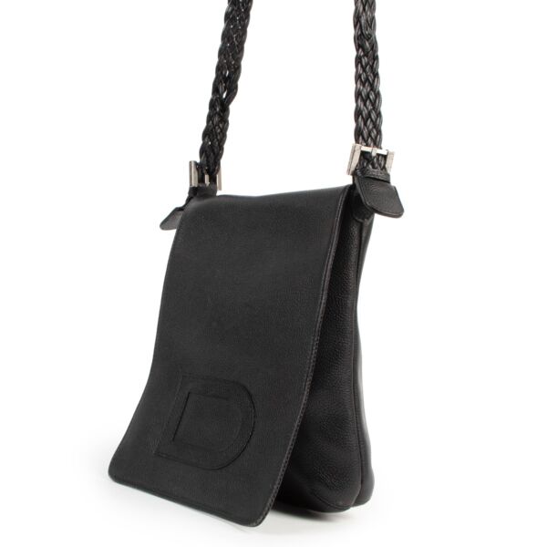 Delvaux Black Louise Baudrier PM Tressé Crossbody Bag