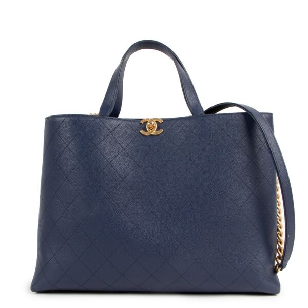 Chanel Spring 2019 Navy Blue Shopping Tote Bag 