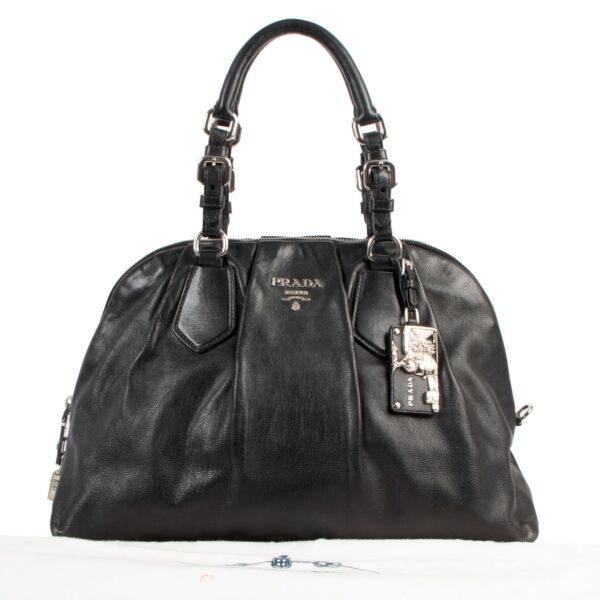 Prada Black Soft Calf Leather Satchel Bag