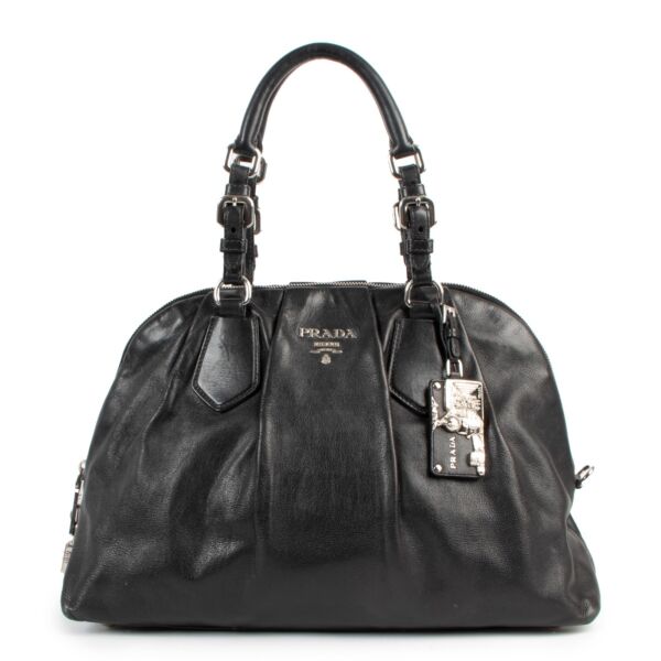 Prada Black Soft Calf Leather Satchel Bag