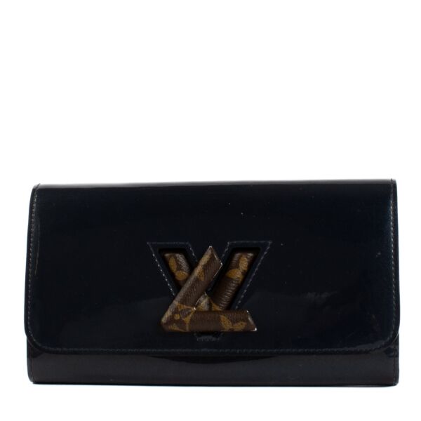 Louis Vuitton Navy Blue Patent Leather Twist Wallet