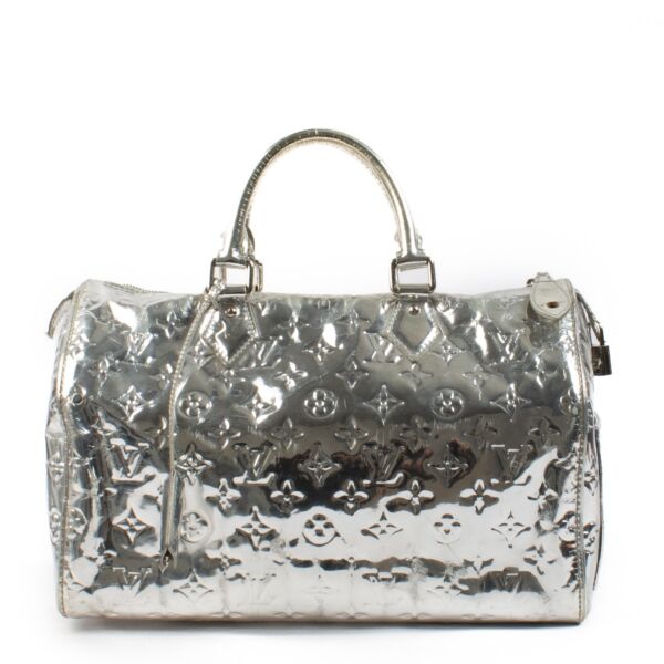 Louis Vuitton Speedy 35 Silver Monogram Miroir Vinyl