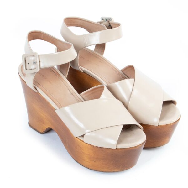 Celine Beige Wedge Sandals - Size 37