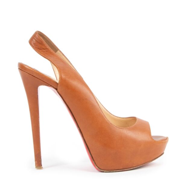 Christian Louboutin Slingback Peep-Toe Platform Heels - Size 38,5