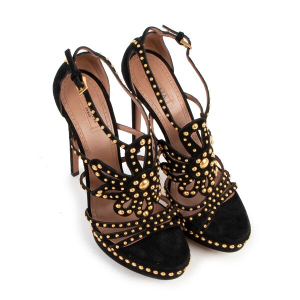 Alaïa Studded Black Suede Sandals - Size 39