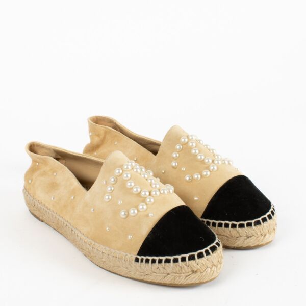Chanel Beige Pearl Espadrilles - Size 39