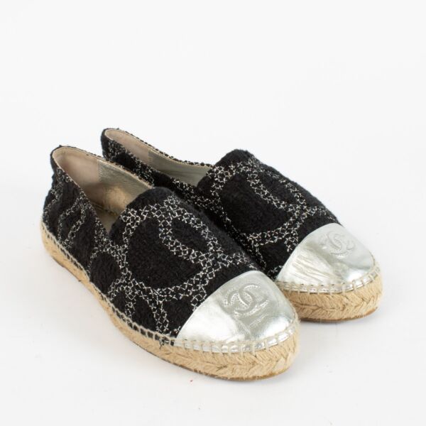 Chanel Black CC Silver Espadrilles - Size 39