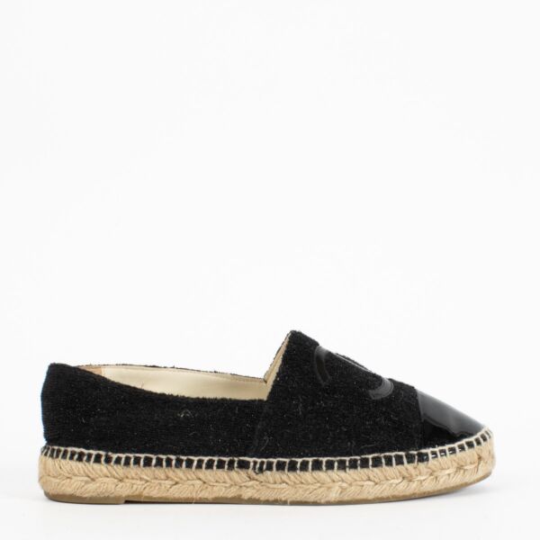 Authentic Preloved Chanel Black Espadrilles Flats - Size 39 on Labellov.com
