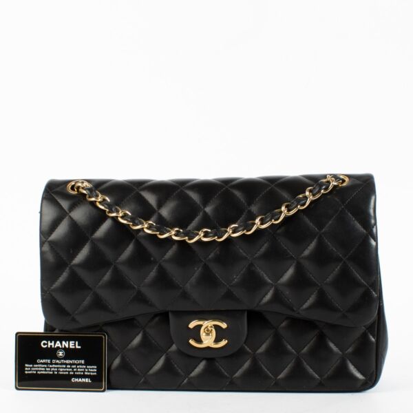 Chanel Classic Large / Jumbo Black Lambskin Flap Bag