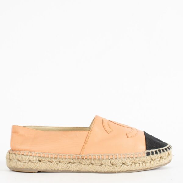 Chanel Salmon Pink Leather CC Espadrilles - Size 38