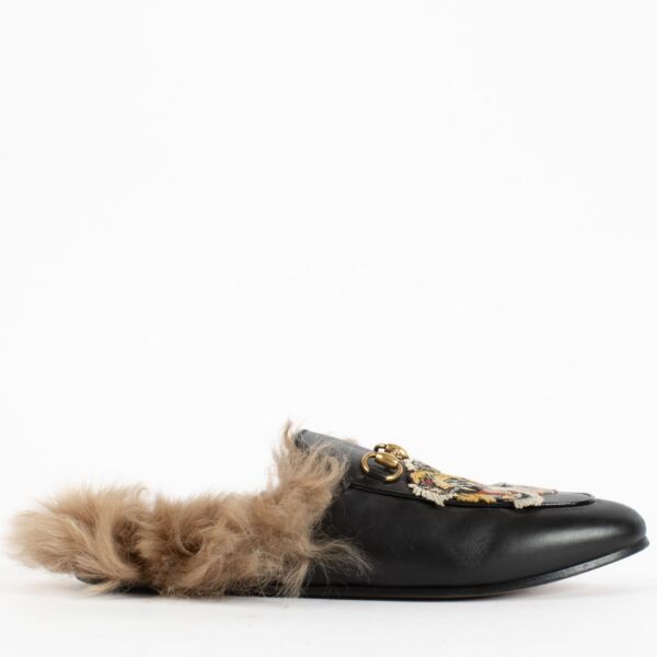 authentic preloved Gucci Black Tiger Fur Loafers on Labellov.com