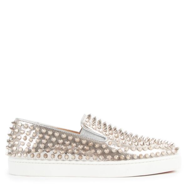 Christian Louboutin Lizard-Effect Leather Spiked Roller Boat Sneakers - Size 39