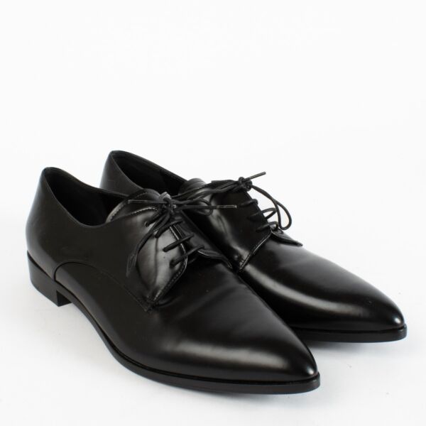 Prada Black Leather Flats - Size 38 1/2