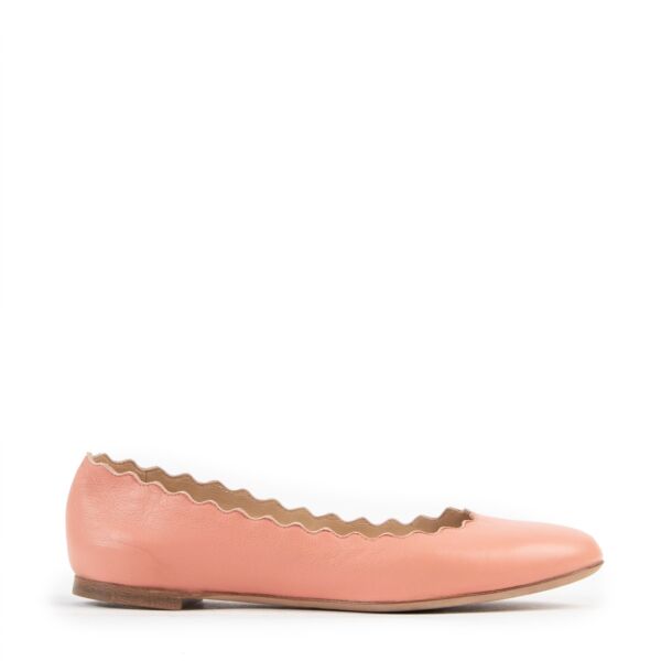 Chloé Salmon Pink Lauren Scallop Trim Leather Flats