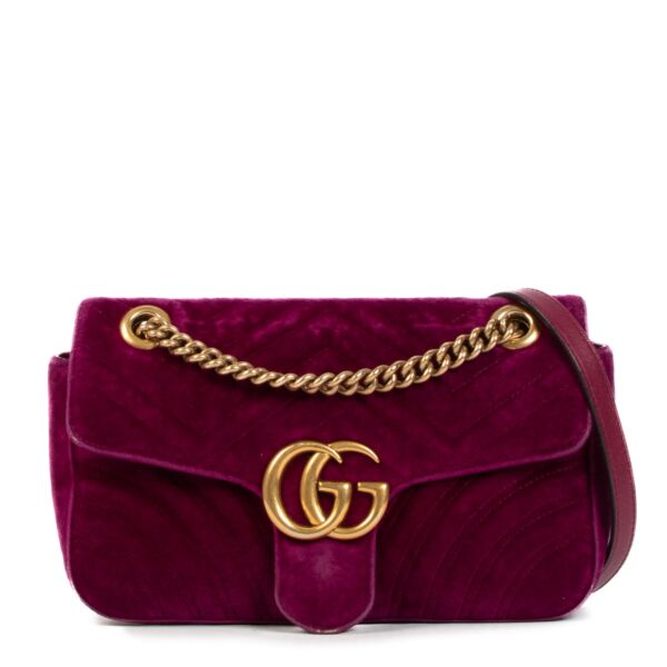 Gucci Small GG Marmont Velvet Purple Shoulder Bag