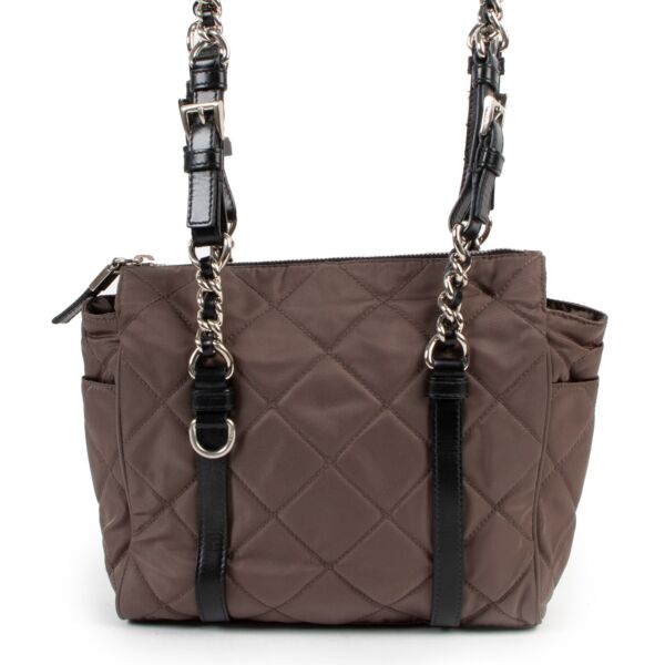 Prada Grey Quilted Tessuto Shoulder Bag