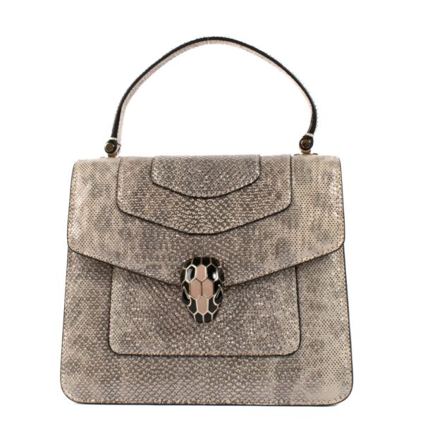 Bvlgari Metallic Karung Snakeskin Serpenti Forever Top Handle Bag