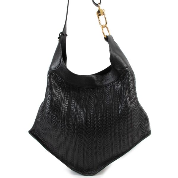 Delvaux Black Satan Toile de Cuir Shoulder Bag