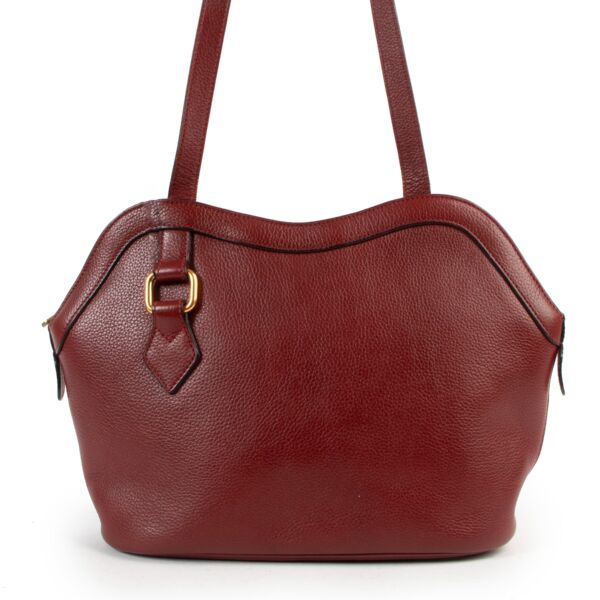 Delvaux Burgundy Grained Leather Cachette Shoulder Bag