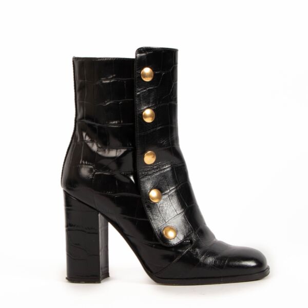 Mulberry Black Croc Embossed Marylebone Ankle Boots - size 37
