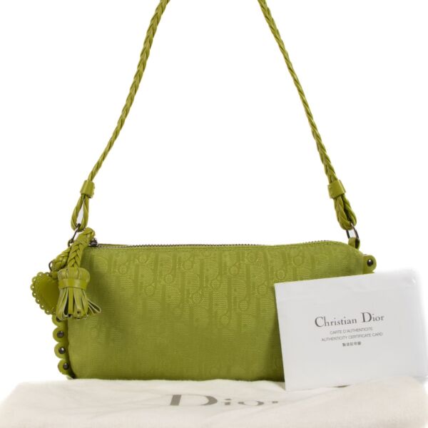 Christian Dior Green Diorissimo Ethnic Clutch Bag