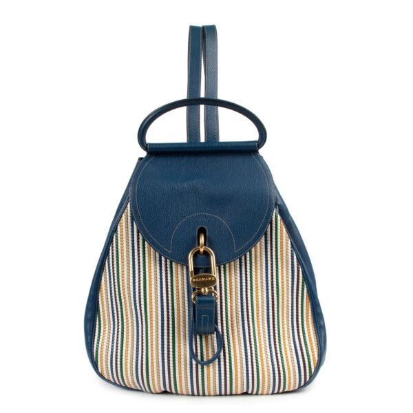 Delvaux Blue Toile De Cuir Lucifer Backpack