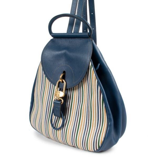 Delvaux Blue Toile De Cuir Lucifer Backpack