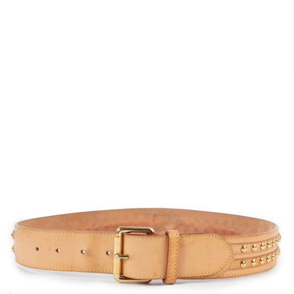 Louis Vuitton Vachetta Leather Studded Belt - Size 90