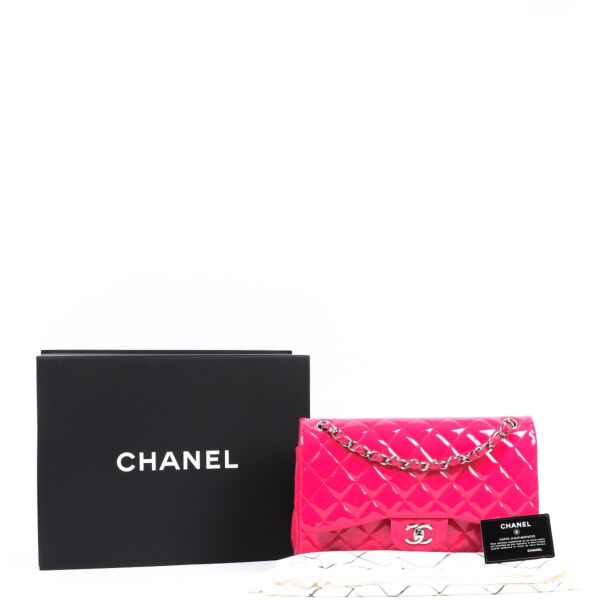 Chanel Pink Patent Leather Large Classic Flap Bag