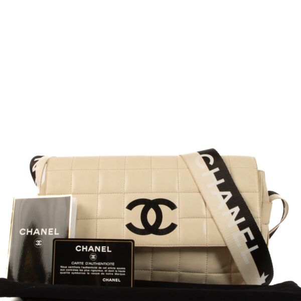 Chanel Cream East West Star Chocolate Bar Flap Bag