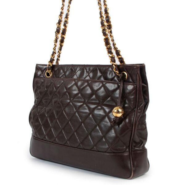 Chanel Vintage Timeless Quilted Lambskin Shopper Tote Bag