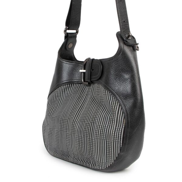 Delvaux Graphite Toile de Cuir Chardonnay Shoulder Bag