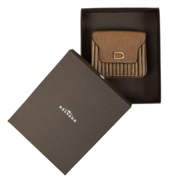 Delvaux Brown Toile De Cuir Coin Purse Wallet