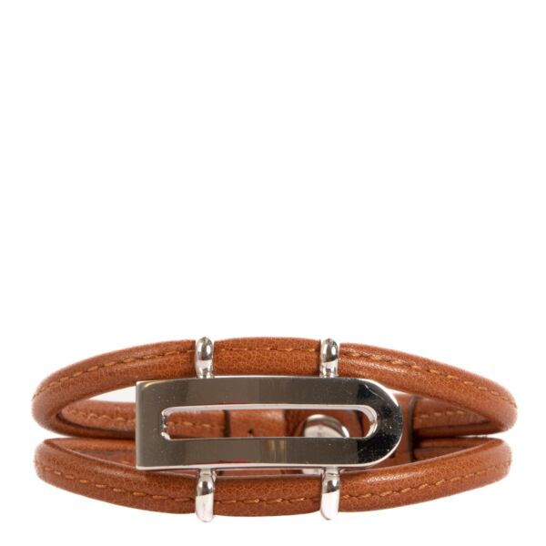 Delvaux Camel Leather D Bracelet