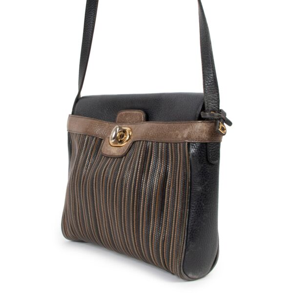 Delvaux Multicolor Toile de Cuir Turnlock Merlot Bag