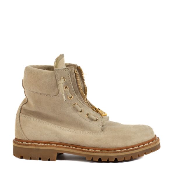 Balmain Beige Suede Boots - Size 39,5