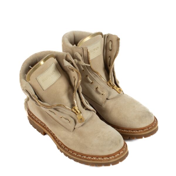 Balmain Beige Suede Boots - Size 39,5