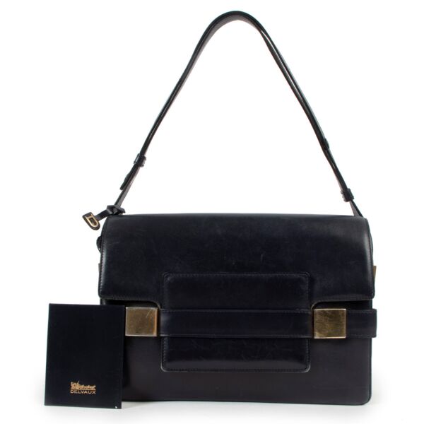 Delvaux Vintage Madame Marine Blue Box Calf Bag